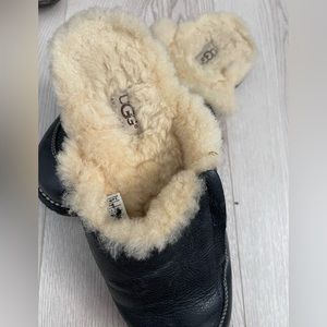 Ugg black leather slip on